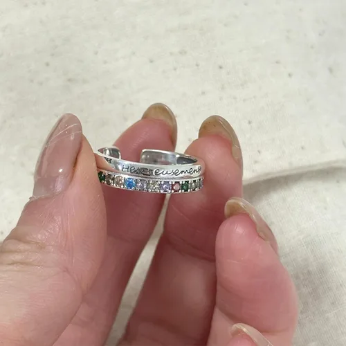 Vista 246 de Anillo de plata de ley 925, minimalista, ajustable, hecho a mano, para mujeres y niñas