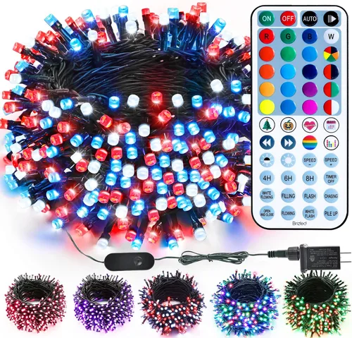 Vista 13 de Brizled Cadena de luces que cambian de color, 33 pies, 100 luces LED pasrel de Pascua con control remoto, cadena de luces RGB regulables, cable