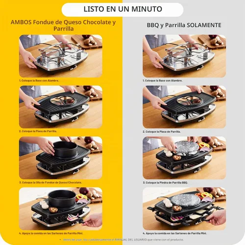 Vista 9 de Parrilla eléctrica de Raclette con el pote de la fondue, parrilla de mesa