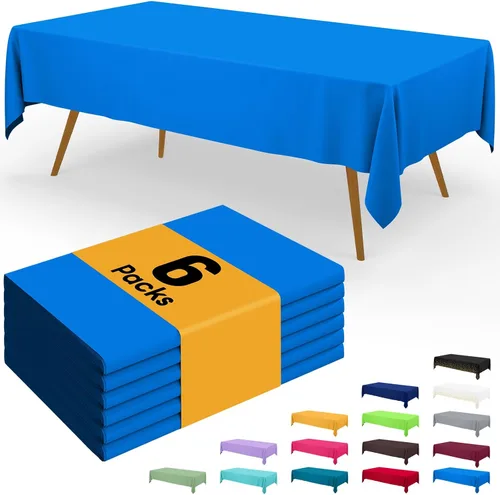 Vista 31 de Smiry - Juego de 6 manteles desechables, 54 x 78 pulgadas, manteles impermeables rectangulares para fiestas, cubierta de mesa de plástico