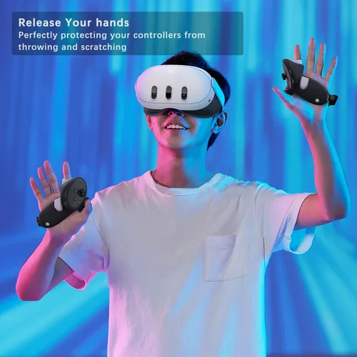Vista 6 de SoJumpvr Controller Grips Cover Compatible with Meta Quest 3S/Quest 3 Accessories, Hand Strap with Battery Opening, Knuckle Straps with Widen and