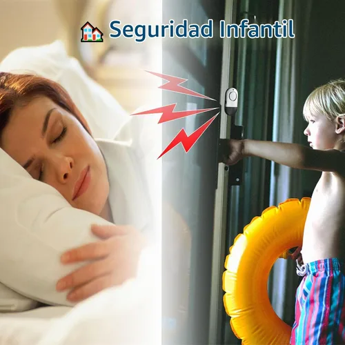Vista 5 de Alarma de ventana de puerta de 120 DB para piscinas enterradas - Sistema de seguridad de piscina con imán Paquete de 4 gris plateado
