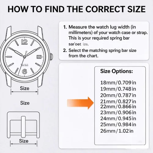 Vista 3 de Olytop para pines de resorte de reloj de 14mm, pines de repuesto 8 piezas, diámetro 1.5mm con herramienta de resorte de correa de reloj (14mm)