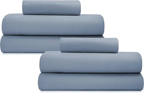 Vista 26 de California Design Den Juego de 2 sábanas individuales - 100% algodón orgánico, sensación de percal crujiente y transpirable, sábanas blancas