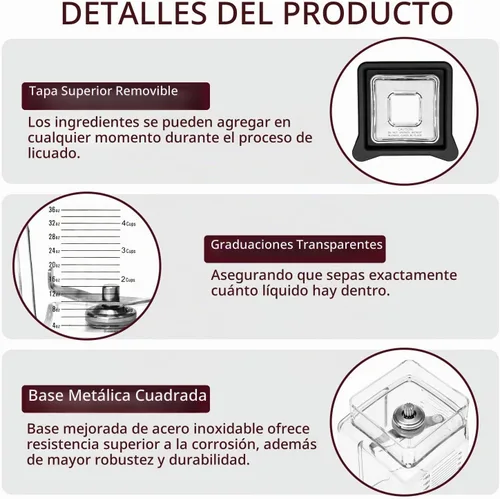 Vista 3 de Taza de repuesto para jarra de 72 onzas, compatible con Blendtec Wildside+ Classic/Designer/Professional/Commercial Series, 5 años de garantía