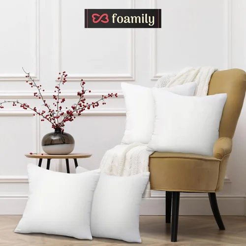 Vista 6 de Foamily Juego de 4 rellenos para almohada hipoalergénicas de primera calidad, con forma cuadrada de poliéster, estándar, blancos