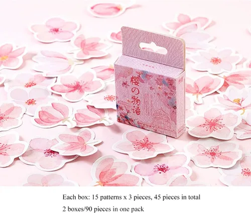 Vista 7 de MAFELOE 2 cajas/90 calcomanías decorativas de caja pequeña, suministros de álbumes de recortes para manualidades, álbum, diario, tarjeta hecha a