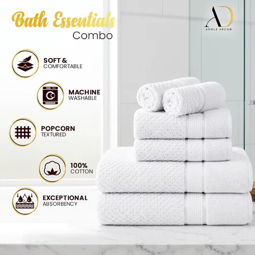 Vista 4 de Ample Decor Juego de toallas de baño 100% algodón, 6 piezas, suaves y absorbentes, de secado rápido, juego de toallas de baño