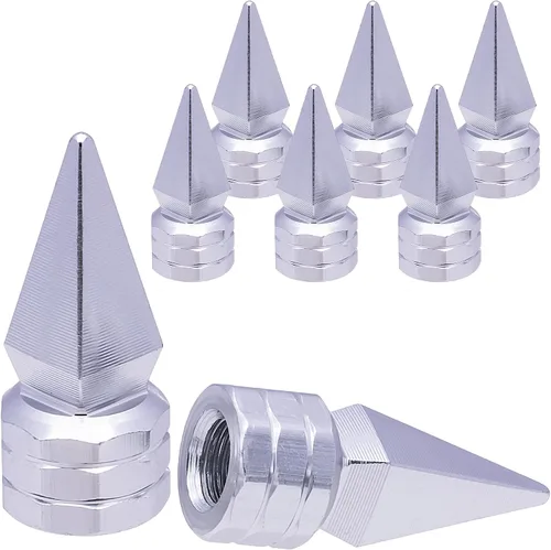Vista 10 de 4 piezas de tapas de vástago de válvula de neumático de automóvil, tapas de válvula de aire de neumático a prueba de fugas de aleación de aluminio