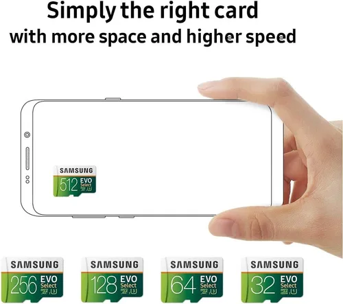 Vista 4 de Samsung 64 GB, 100 MB/s (U3) MicroSD EVO Select Tarjeta de memoria con adaptador (MB-ME64GA/AM)