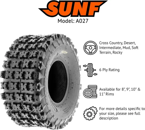 Vista 2 de SunF 20 x 10-9 6 capas ATV UTV A/T de neumáticos A027, [Juego de un par de 2]