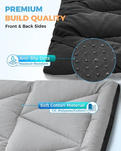 Vista 6 de KingCamp Cot Mattress Pad, Portable Lightweight Cot Mattress, Non-Slip Camping Mat Soft Comfortable Non-Slip Cot Pad for Camp, RV Bunk