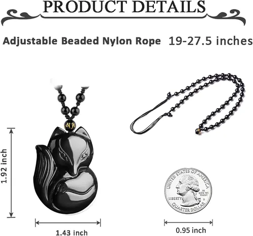 Vista 5 de TIKCAUZ Collar de obsidiana negra de cristal natural y piedra curativa con cuerda ajustable hecho a mano joyería de piedras preciosas para hombres
