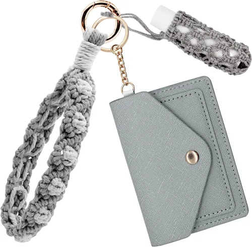 Vista 42 de BIHRTC Llavero de pulsera boho con soporte para lápiz labial, pulsera hecha a mano