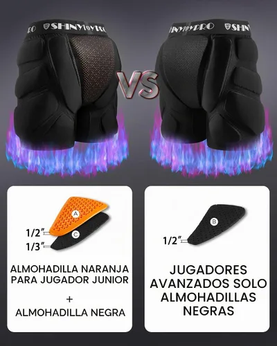 Vista 3 de Pantalones cortos acolchados de protección para snowboard y patinaje CE Nivel 2 Protección resistente para glúteos y coxis