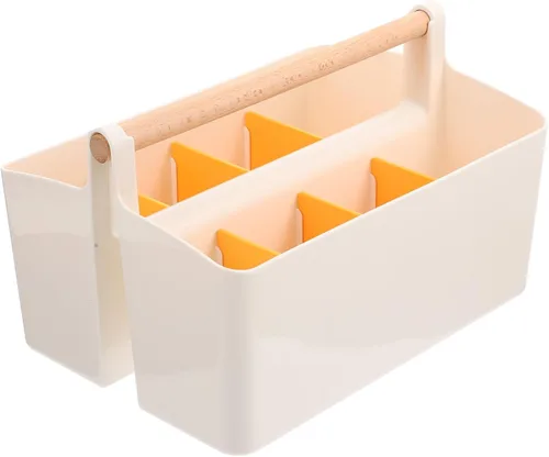 Vista 8 de Ciieeo Organizador portátil de plástico para manualidades, cesta dividida con asa para manualidades, suministros de arte, maquillaje, lápices