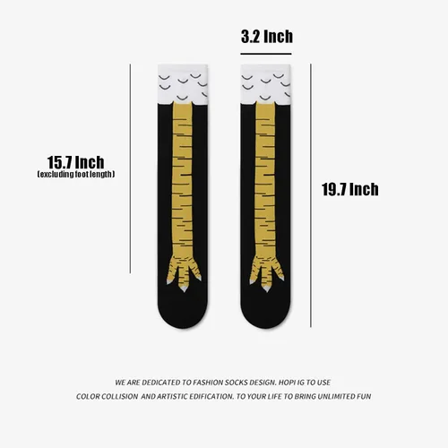 Vista 5 de Roiiou Calcetines divertidos y divertidos para mujer con patas de pollo loco calcetines de regalo para cosplay de dibujos animados calcetines de pavo