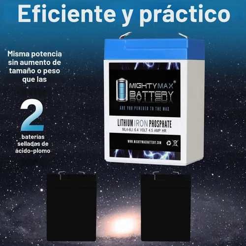 Vista 7 de Batería Mighty Max ML4-6LI - 6 voltios 4.5 AH ciclo profundo de litio y fosfato de hierro (LiFePO4) recargable y libre de mantenimiento