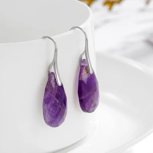 Vista 4 de Plumiss Aretes de piedra natural para mujer, con piedras curativas, hipoalergénicas, ligeros, colgantes de múltiples estilos, joyería para regalo
