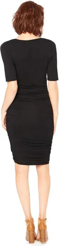 Vista 2 de Motherhood Maternity Vestido ajustado de maternidad para mujer para casual o baby shower Negro