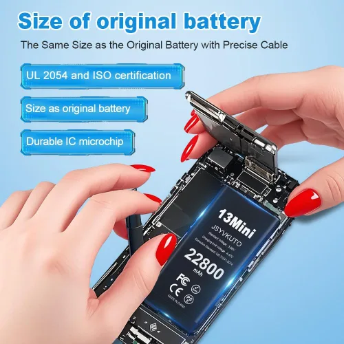 Vista 4 de Batería de 22800 mAh para iPhone 13 Mini, nueva batería de repuesto de 0 ciclos mejorada de mayor capacidad para iPhone 13 Mini con juego completo