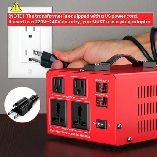 Vista 2 de Transformador de Voltaje de 1000W Convertidor de Potencia (110V a 220V, 220V a 110V) Convertidor Elevador/Reductor 110/120 Voltios - 220/240 Voltios