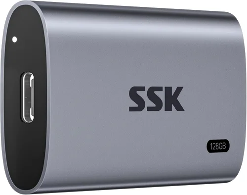 Vista 8 de SSK Disco duro externo SSD de 128 GB, SSD portátil de hasta 550 MB/s, unidades de estado sólido rápidas, unidad externa USB 3.2 Gen2 para iPhone