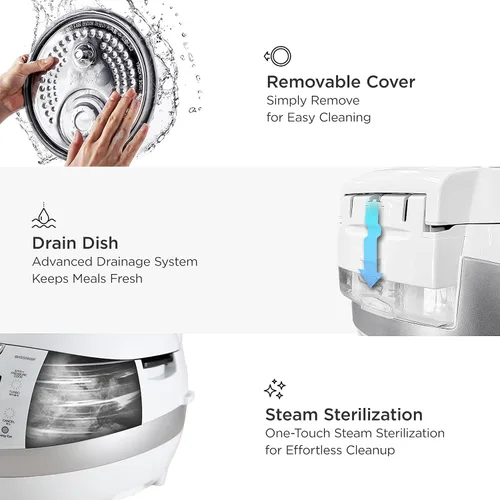 Vista 8 de CUCKOO Arrocera de alta presión de 6 tazas sin cocer / 12 tazas cocidas con tecnología de calentamiento por inducción, arrocera versátil con 16
