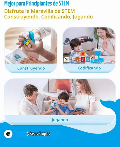 Vista 7 de WhalesBot Juguete de codificación A1 para niños, robot de bloques de construcción, divertido juguete STEM con controlador magnético y bloques