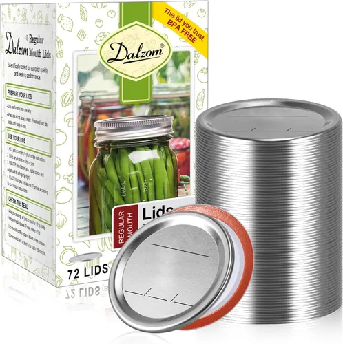 Vista 9 de Dalzom® 24 tapas de conservas con 24 anillos de boca regular, tapas de tarro de masón premium con bandas/anillos para bola, tarros Kerr