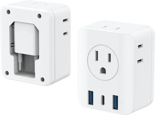 Vista 11 de Olcorife PD25W Mini adaptador de viaje, adaptador de corriente universal con 2 USB-C 1 USB-A, adaptador de enchufe internacional, esenciales