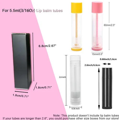 Vista 3 de ANZKA Paquete de 50 cajas de bálsamo labial, caja de envoltura de 2.7 x 0.7 x 0.7 in para tubos de contenedores de bálsamo labial de 0.15 onzas