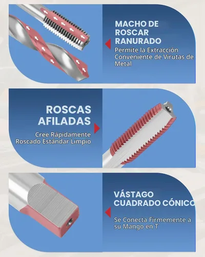 Vista 6 de DAYUAN 131 piezas Kit de reparación de roscas métricas helicoidales, herramienta de inserción de rosca de taladro HSS M5 M6 M8 M10 M12