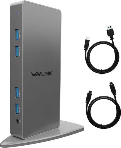 Vista 11 de Estación de acoplamiento WAVLINK Displaylink Dual 4K @60Hz Monitor para Mac, Windows Universal For USB 3.0/USB-C Laptop, 2 HDMI/DP, Gigabit