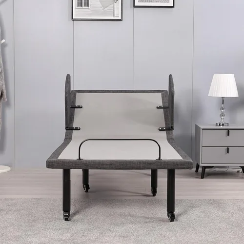 Vista 3 de ESHINE - Marco de cama ajustable con control remoto inalámbrico, inclinación de cabeza y pie, patas ajustables con rueda, barandilla de cama, base