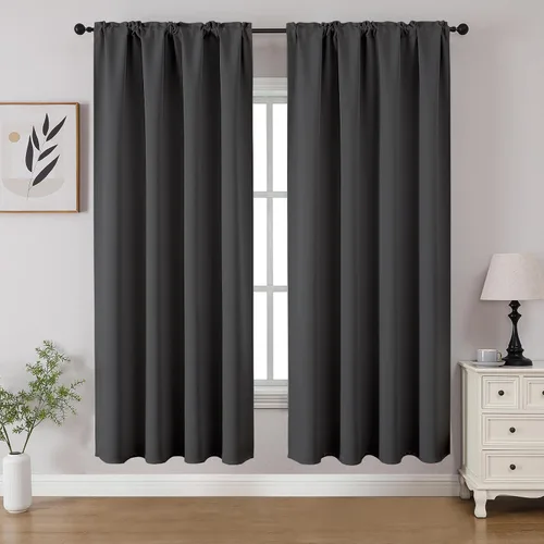 Vista 55 de CUCRAF - Cortinas opacas beige de 45 pulgadas, juego de 2 paneles con bolsillo para barra, cortinas para oscurecer dormitorios y sala de estar