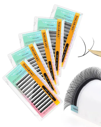 Vista 12 de NAGARAKU YY - Extensiones de pestañas, suministros Y, Lash 4D, Easy Fan, pestañas cruzadas de volumen ruso, pestañas YY, tejidas a mano, malla