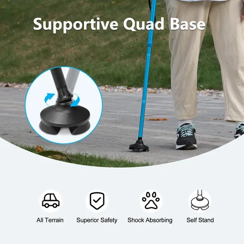 Vista 6 de Rehaescort - Bastón para caminar para hombres y mujeres - Plegable, ajustable, liviano, bastones para equilibrio de personas mayores, se sostiene