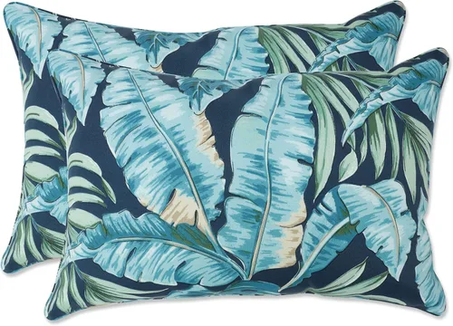 Vista 33 de Pillow Perfect Almohadas lumbares Delray azul marino para exteriores/interiores, 11.5 x 18.5 pulgadas, paquete de 2