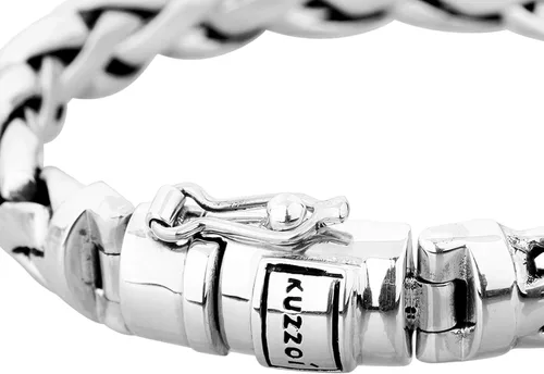 Vista 2 de kuzzoi Pulsera bizantina redonda de plata de ley 925 para hombre, longitud 8.27 pulgadas - 9.05 pulgadas, ancho 0.39 pulgadas, 2.11 onzas