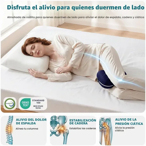 Vista 3 de Almohada de rodilla para personas que duermen de lado, almohada suave de alineación de la columna vertebral, almohadas de rodilla de espuma Cubierta