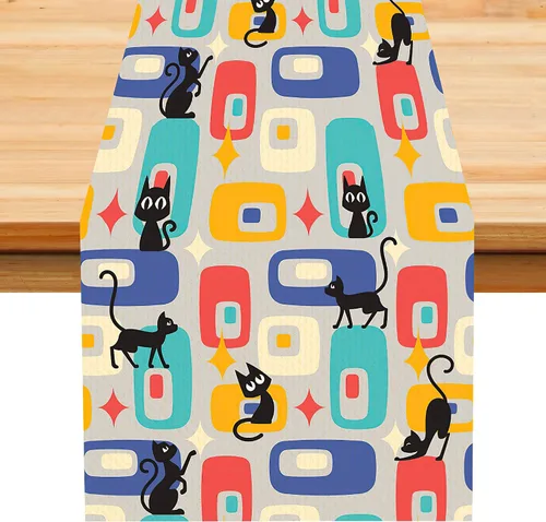 Vista 40 de Camino de mesa con estampado de piel de vaca, lino y algodón, rústico, estilo occidental, color negro, marrón, piel de vaca, para decoración