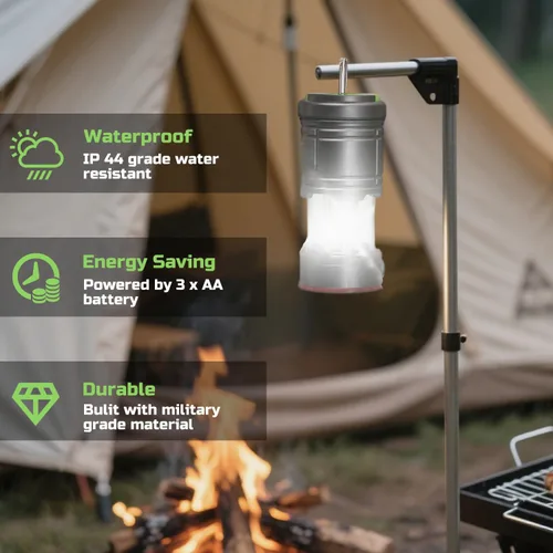 Vista 6 de Lichamp Linterna LED plegable para campamento, linterna LED portátil, ligera, impermeable, 4 modos de luz, kits de supervivencia para interiores
