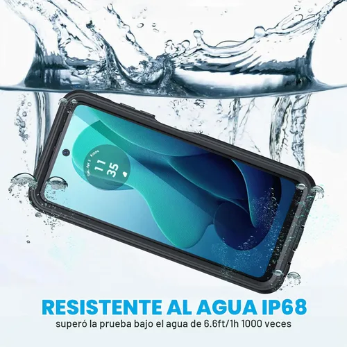 Vista 3 de Lanhiem Funda para Motorola Moto G 5G 2024, IP68, impermeable, a prueba de polvo, a prueba de golpes, con protector de pantalla integrado, cubierta