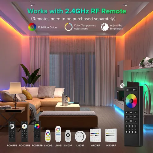 Vista 2 de Controlador LED 5 en 1 WB5 2.4GHz WiFi PWM compatible con Alexa Google Home Smart Life Tuya APP para atenuación CCT RGB RGBW RGBCCT LED controlador