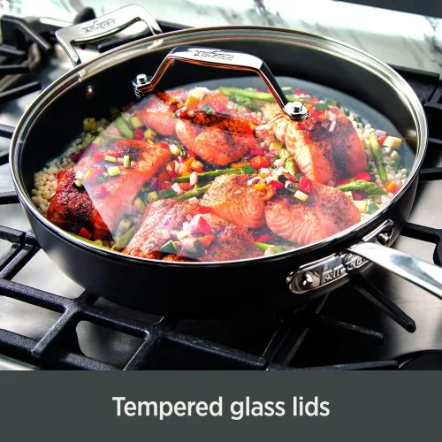 Vista 4 de All Clad Essentials Tapa de Vidrio para Utensilios de Cocina Antiadherentes, 12 pulgadas