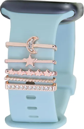Vista 15 de Abrazaderas de Correa de Reloj - Anillos Decorativos Compatibles con Correas de Cuero de Silicona para Apple Watch - Accesorios de Correa Deslizante