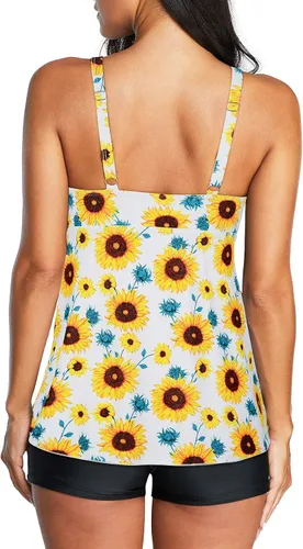 Vista 5 de American Trends Trajes de baño de dos piezas para mujer, tankini de talla grande, con control de abdomen