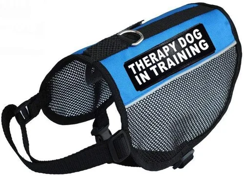 Vista 2 de Arnés de malla para perros de terapia Cool Comfort Nylon Compra viene con 2 terapias reflectantes para perros en parches de entrenamiento. Mide a tu