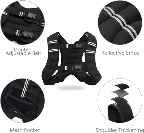 Vista 3 de VIVITORY Chaleco con peso, equipo de entrenamiento, chaleco de peso corporal de 11 libras/18 libras para hombres, mujeres, entrenamiento de fuerza